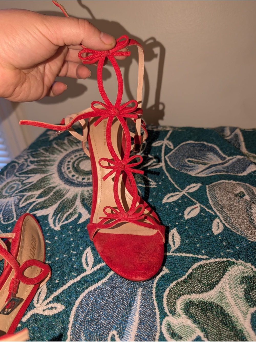 Schultz Red Bow Strappy Heeled Sandals Stilettos - Picture 4 of 6